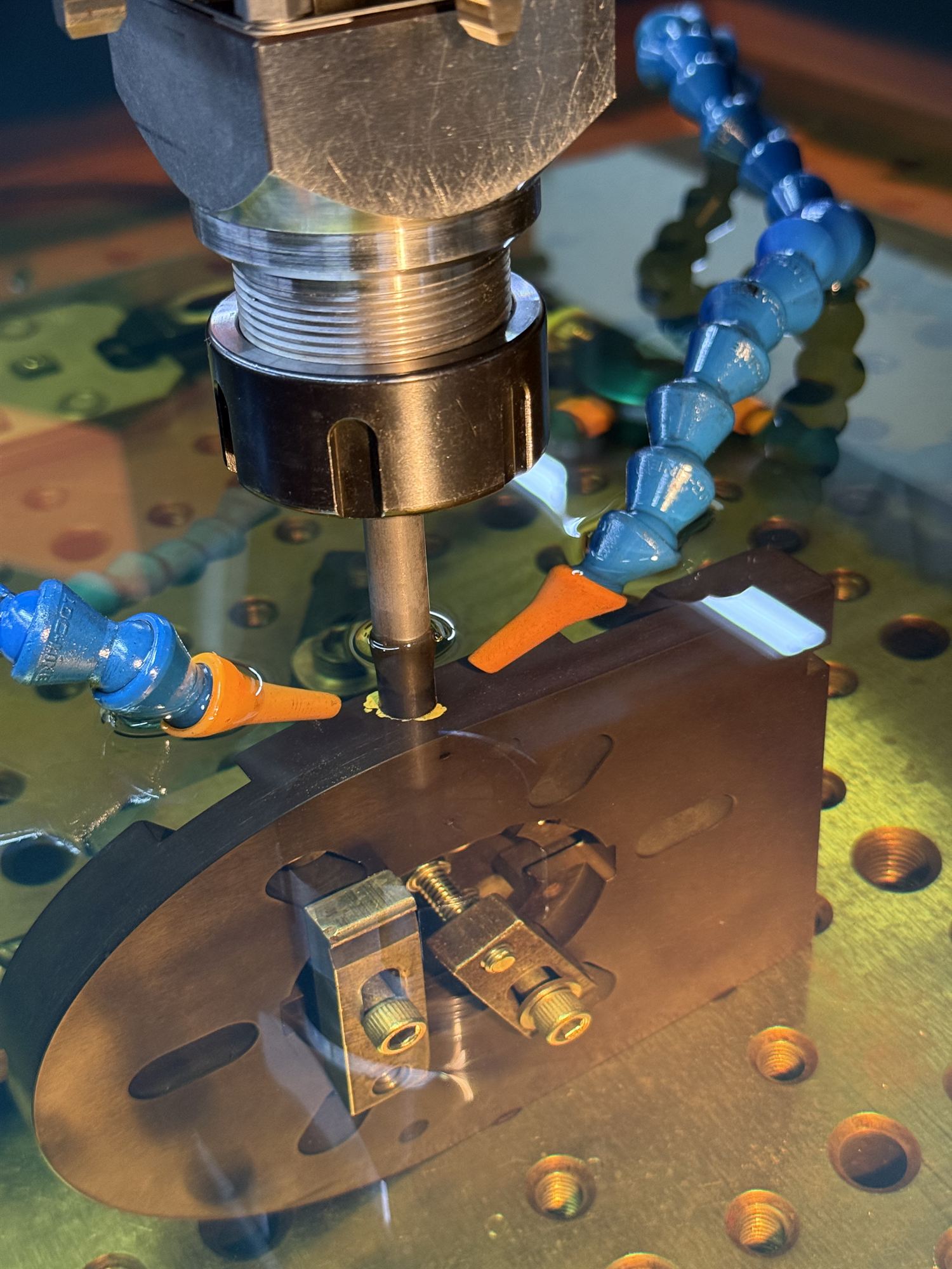 RAM EDM electrode burning a tool-steel part